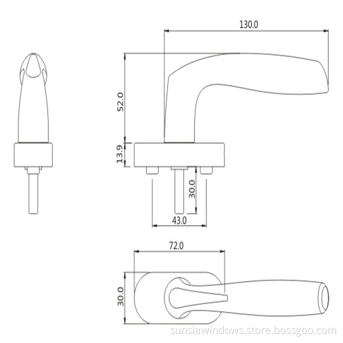 Aluminium Door and Window Accessories Spindle Handle